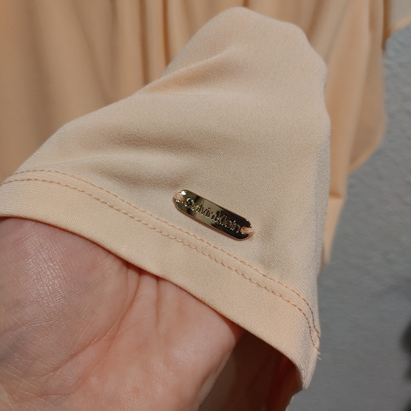 Calvin Klein flutter sleeve top, peach, L - Picture 4 of 6